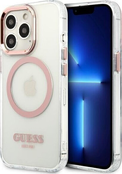 Guess Guess GUHMP13LHTRMP iPhone 13 Pro / 13 6,1" różowy/pink hard case Metal Outline Magsafe