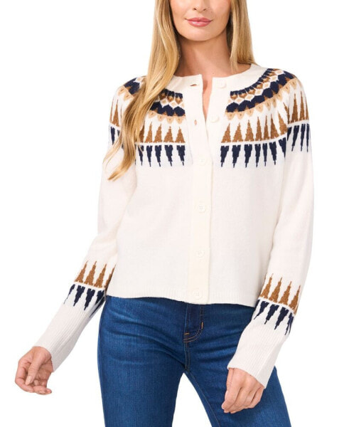 Women's Fair Isle Long-Sleeve Cardigan Sweater