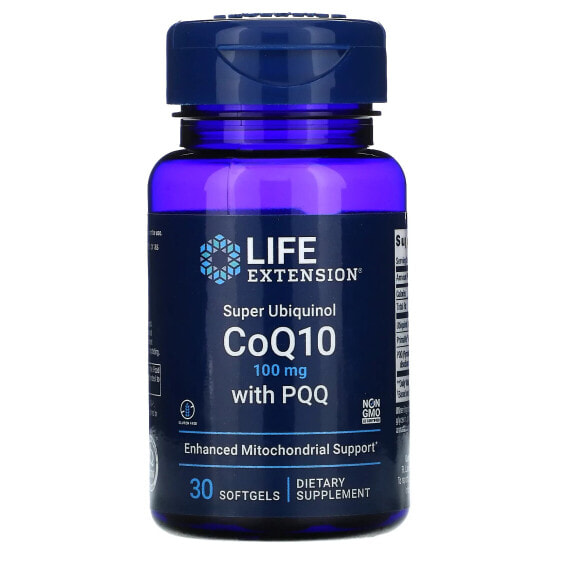 Life Extension, Super Ubiquinol, коэнзим Q10, 100 мг, пирролохинолинхинон, 10 мг, 30 капсул