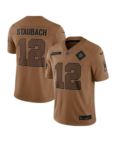 Men's Roger Staubach Brown Distressed Dallas Cowboys 2023 Salute To Service Retired Player Limited Jersey