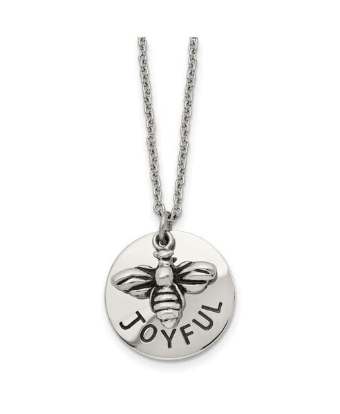 Chisel and Enameled JOYFUL Bumble Bee Pendant Cable Chain Necklace
