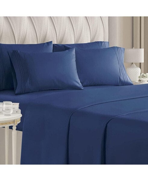 6 Piece Microfiber Solid Sheet Set - Full