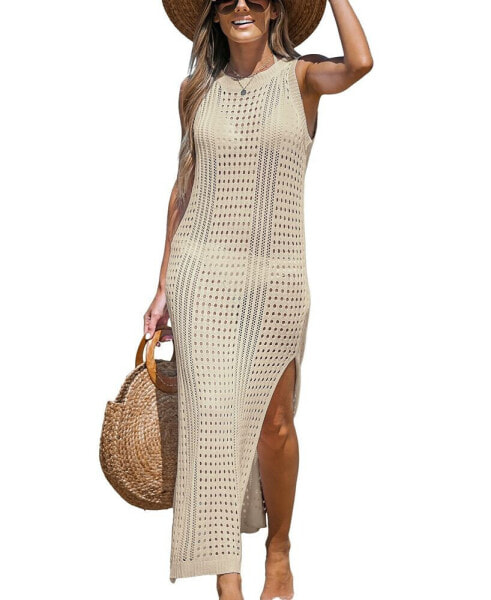 Women's Sleeveless Perforated Maxi Cover-Up