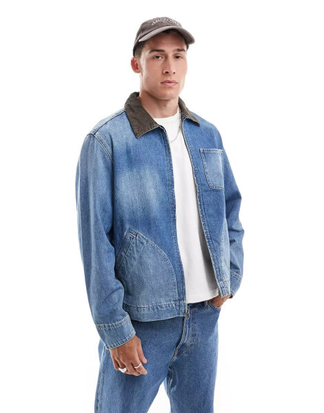 Levi's full zip mechanics denim trucket jacket in light blue