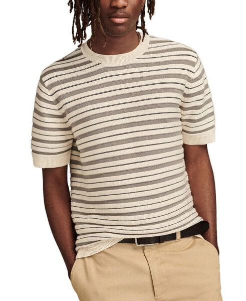 Men's Short Sleeve Crewneck Striped Sweater