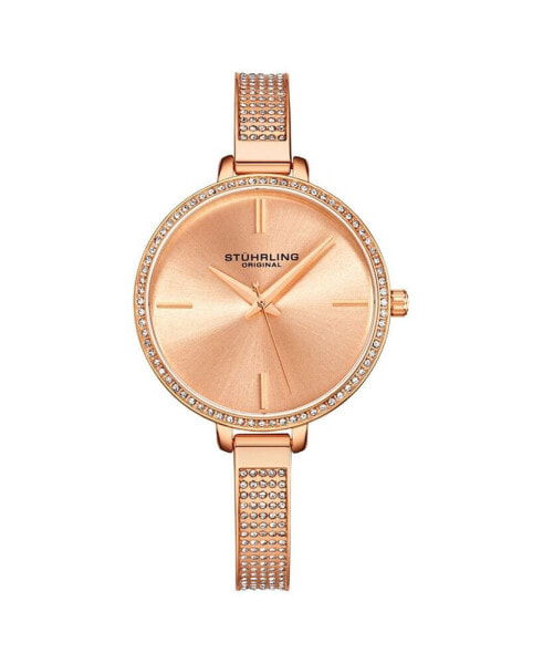Наручные часы Abingdon Co. Women's Elise Swiss Tri-Time 28k Gold Ion-Plated Stainless Steel Bracelet Watch 33mm.