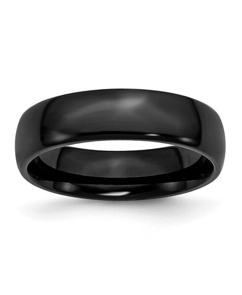 Stainless Steel Polished Black IP-plated 6mm Band Ring