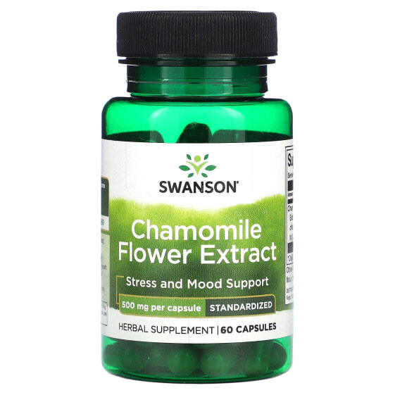 Экстракт цветков ромашки Swanson, стандартизированный, 500 мг, 60 капсул