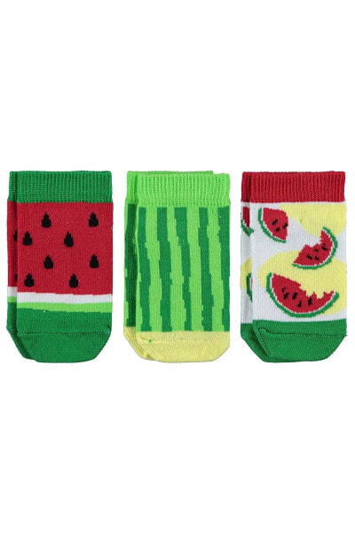 Kız Çocuk 3'lü Patik Çorap 2-12 Yaş Yeşil