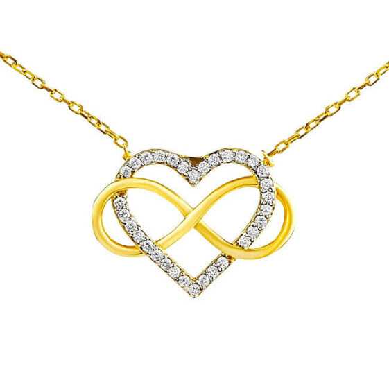 Belisa Silver/Gold Plated Heart and Infinity Necklace with Brilliance Zirconia PRGPK0068N
