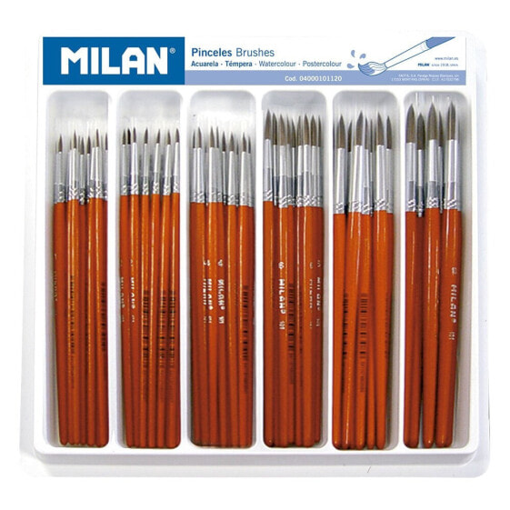MILAN Tray Of 120 Round School Paintbrushes Series 101