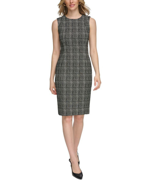 Women's Plaid Sleeveless Sheath Dress