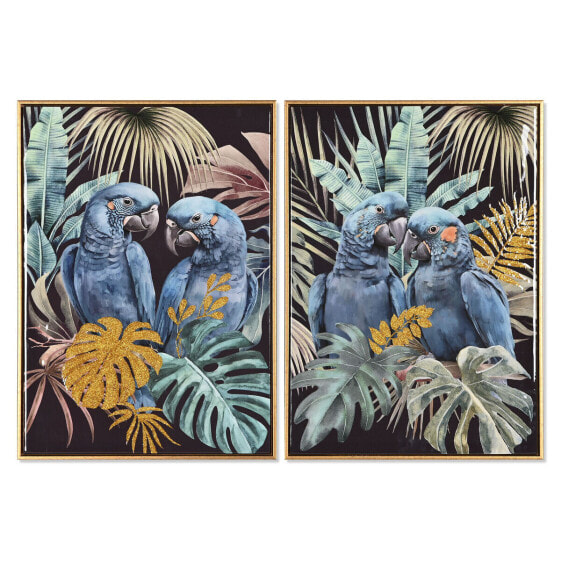 Картина Home ESPRIT Попугай Тропический лаковый 50 x 3,5 x 70 cm (2 штук)