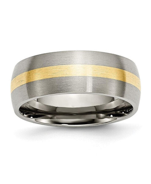 Titanium Brushed with 14k Gold Inlay Wedding Band Ring