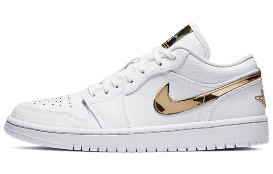 Кроссовки Nike Air Jordan 1 Low White Metallic Gold (Белый)