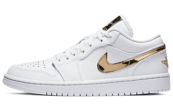 Кроссовки женские Nike Air Jordan 1 Low White Metallic Gold (белый)