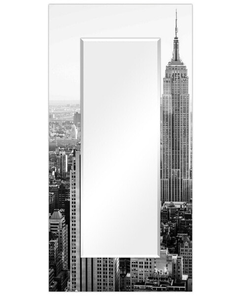 'My N.Y.' Rectangular On Free Floating Printed Tempered Art Glass Beveled Mirror, 72" x 36"