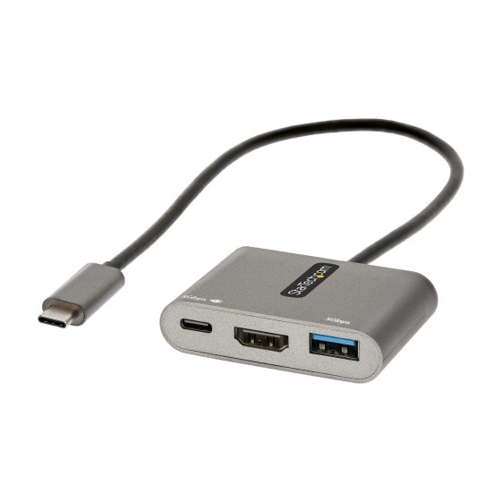 StarTech.com USB C Multiport Adapter - USB-C to HDMI 4K Video - 100W PD Pass-Through - USB 3.0 Hub 5Gbps (1xType-C/1xA) - USB-C Mini Dock - USB-C Travel Dock - Portable Laptop Docking Station - Wired - USB 3.2 Gen 1 (3.1 Gen 1) Type-C - 100 W - Grey - 5 Gbit/s - 4K Ul
