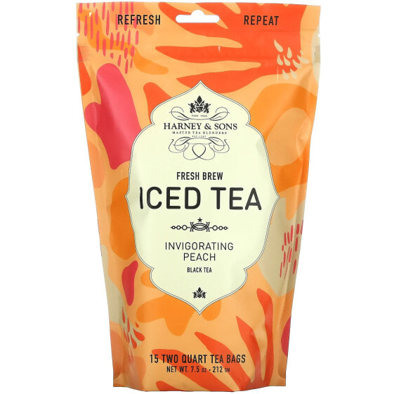 Fresh Brew Iced Tea, Invigorating Peach Black Tea, 15 Tea Bags, 7.5 oz (212 g)