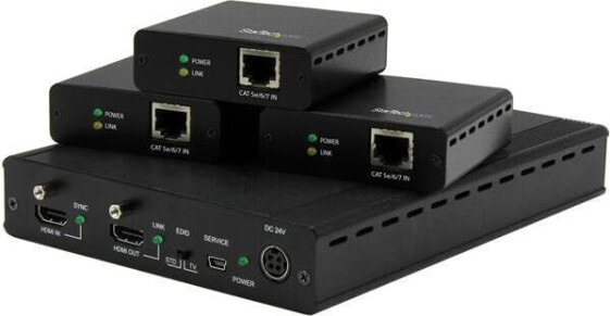 System przekazu sygnału AV StarTech Zestaw Extender, 3 porty, Cat5, HDMI (ST124HDBT)