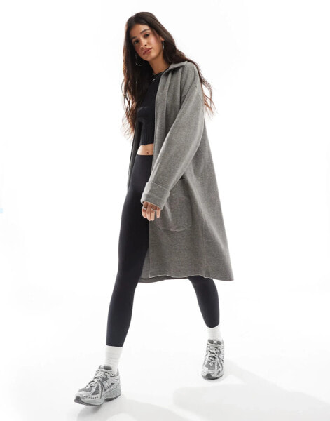 ASOS DESIGN supersoft longline cardigan in charcoal marl