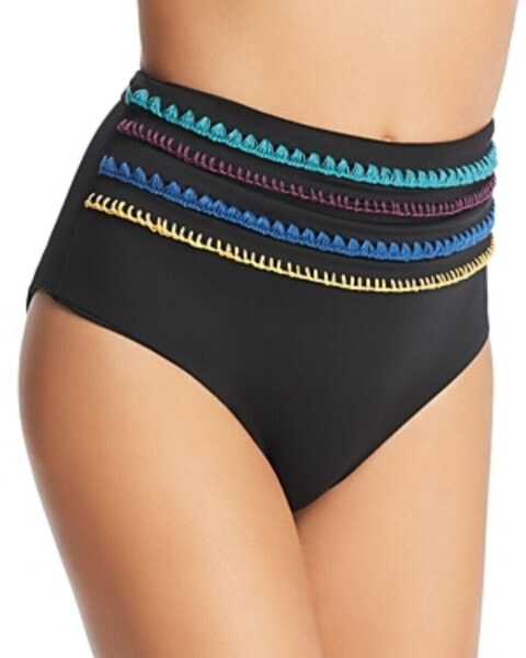 Soluna 262622 Women's Embroidered High Waist Bikini Bottom Swimwear Size M