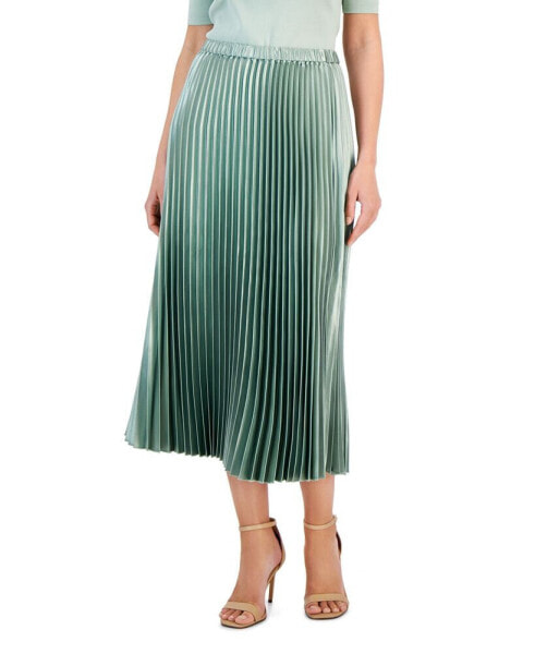 Women's Pleated Pull-On Midi Skirt