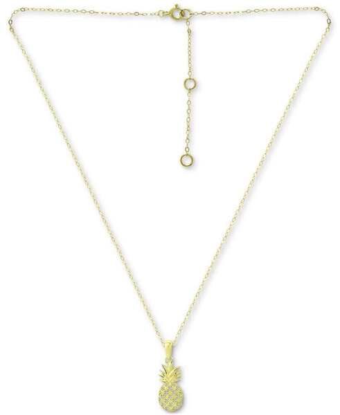 Cubic Zirconia Pineapple Pendant Necklace in 18k Gold-Plated Sterling Silver, 16" + 2" extender, Created for Macy's