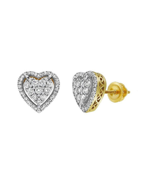 Heartland Bling 14k Yellow Gold 0.62 cttw Certified Natural Diamond Stud Earring for Men/Women, Screw Back