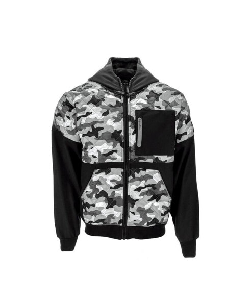 Men's Men s Camo Diamond-Quilted Insulated Softshell Hooded Jacket, 20°F (-7°C)