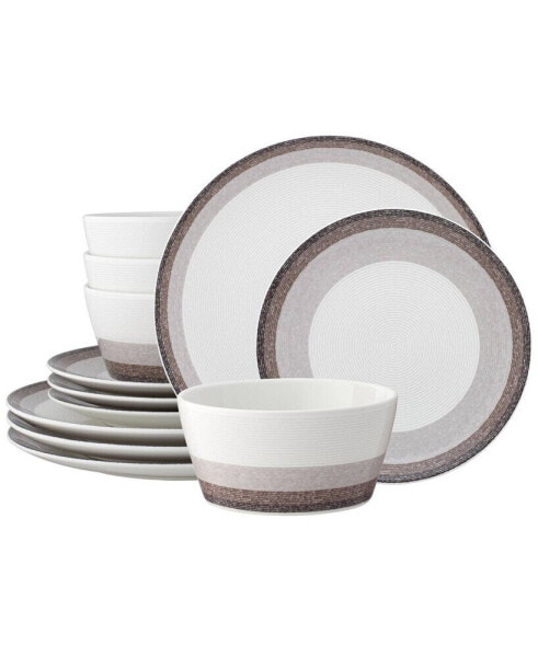 Colorscapes Canyon Layers 12 Piece Coupe Dinnerware Set