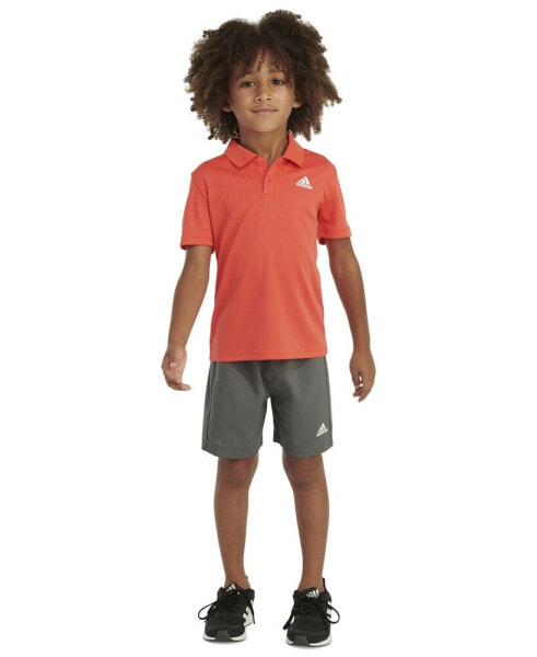 Toddler & Little Boys 2-Pc. Logo-Print Mesh Polo Shirt & Shorts Set