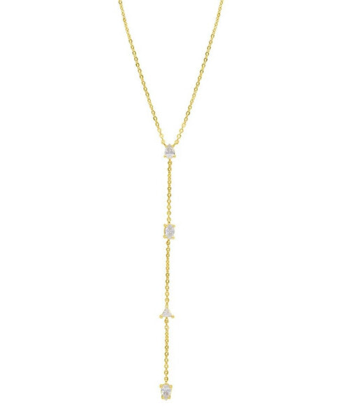 Gold Adjustable Mixed Stone Lariat Y-Necklace