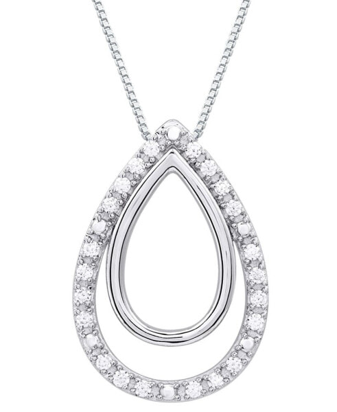 Diamond Teardrop Halo 18" Pendant Necklace (1/4 ct. t.w.) in Sterling Silver