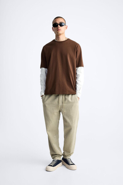 Faded cotton - linen trousers