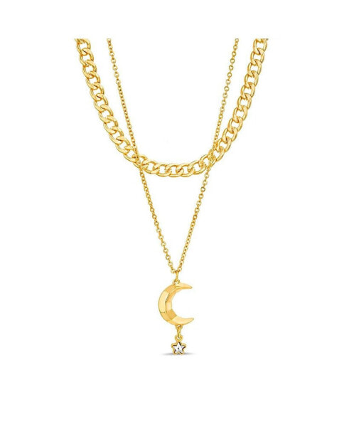 kensie rhinestone Double Layered Moon Necklace Set