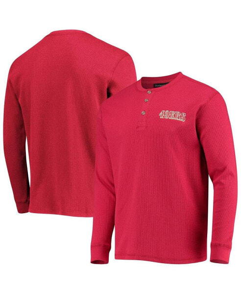 Men's Scarlet San Francisco 49ers Logo Maverick Thermal Henley Long Sleeve T-shirt