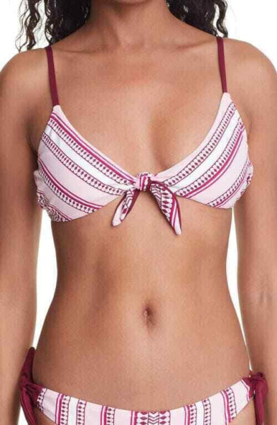lemlem 286177 Neela Tie Front Bikini Top Swimwear Pink, Size Medium