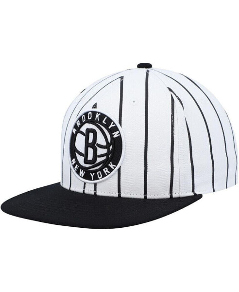 Men's White Brooklyn Nets Hardwood Classics Pinstripe Snapback Hat