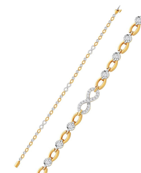 Diamond Infinity Open Link Bracelet (1/2 ct. t.w.) in Sterling Silver & 14k Gold-Plate