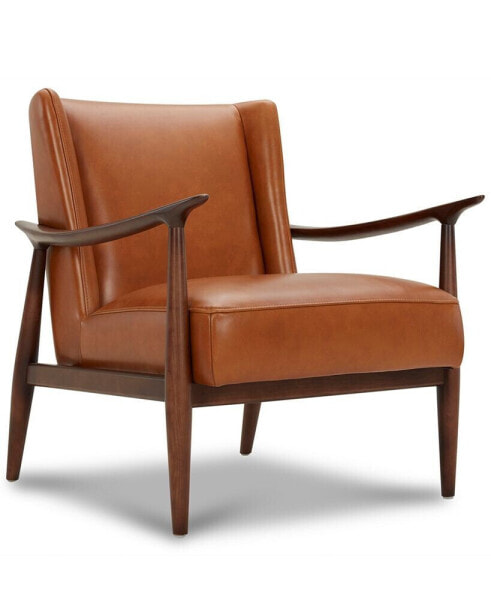 Jollene 29" Leather Winged Accent Chair, Created for Macy's