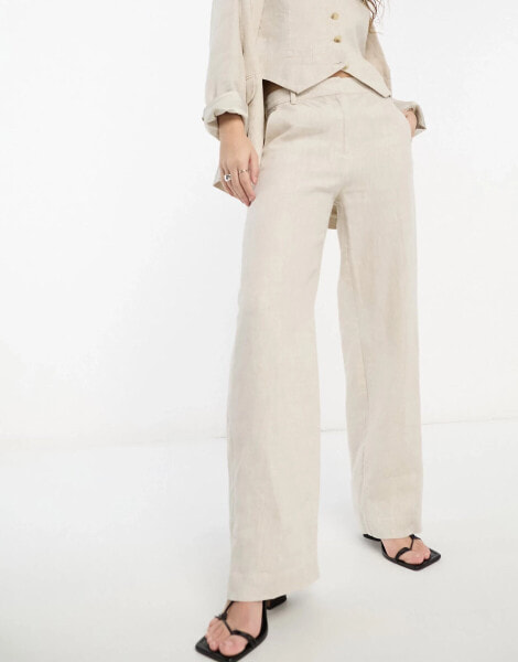 & Other Stories co-ord linen mix tailored trousers in beige