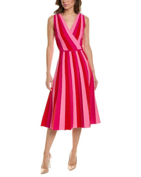 Carolina Herrera Striped A-Line Dress Women's Pink Xs