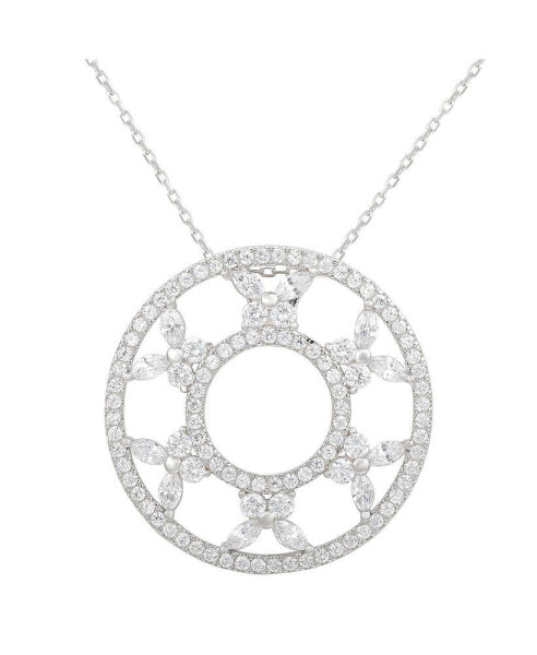 Suzy Levian New York suzy Levian Sterling Silver Cubic Zirconia Butterfly Accent Circle Pendant Necklace