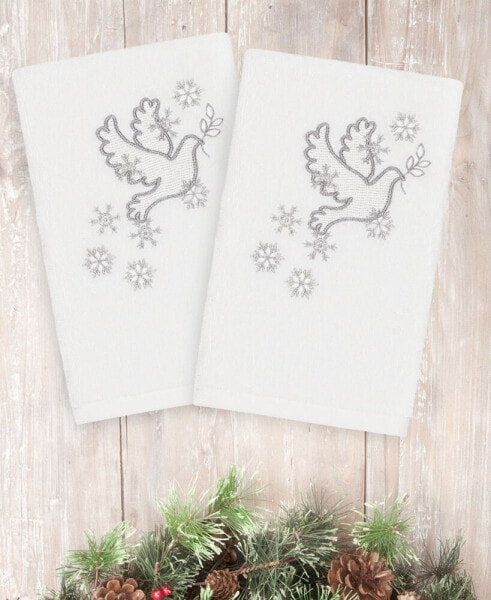 Christmas Dove 100% Turkish Cotton 2-Pc. Hand Towel Set