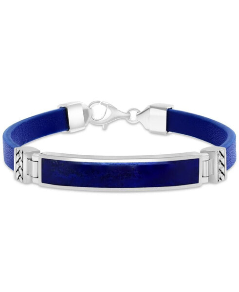 EFFY® Men's Lapis & Blue Leather Bracelet in Sterling Silver (Also in Onyx & Malachite)