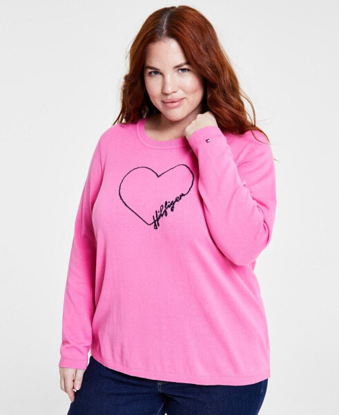 Plus Size Heart Outline Sweater