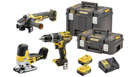 DeWALT Akku-Maschinen-Set DCK329P2T, 18 Volt: DCD796 + DCG405 + DCS335, 2x 5,0 Ah und Ladegerät in TSTAK