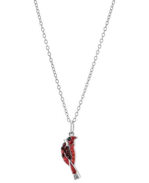 Crystal Cardinal Pendant Necklace in Sterling Silver, 16" + 2" extender, Created for Macy's