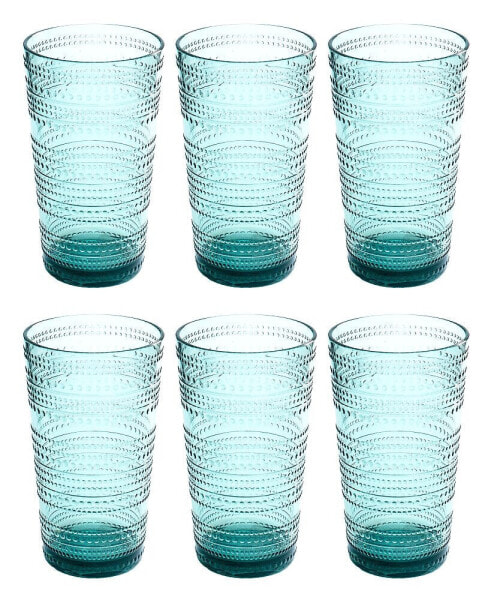 Beaded Jumbo Cobalt Glasses, Set of 6